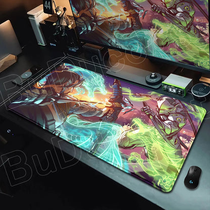 Tapete de rato gaming Overwatch Anime Girl grande XXL com impressão HD, base para teclado de computador, portátil e escritório, tapete de secretária em borracha macia 900x400 MM