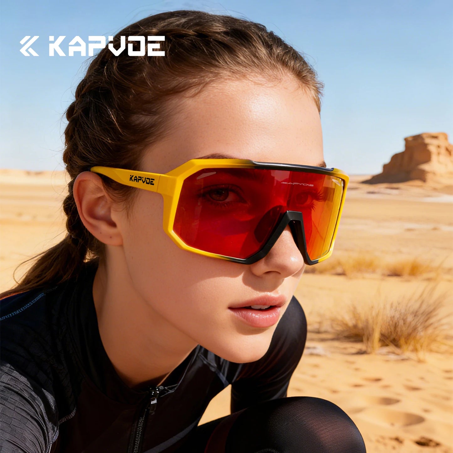 Kapvoe Cycling Glasses Men Cycling Sunglasses MTB UV400 Polarized Built-in Myopia Frame Bicycle Goggles Outdoor Sports Eyewear