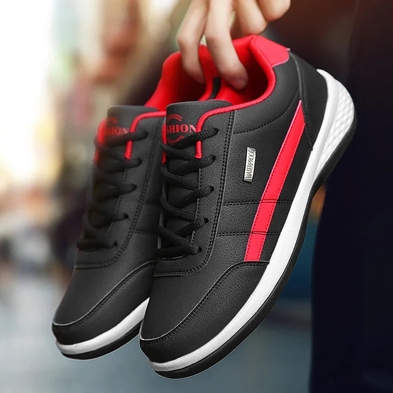 Leather Men's Sneakers Trendy Casual Italian Breathable Leisure Male Sneakers Non-Slip Footwear Men Vulcanized Shoes
