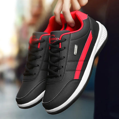 Leather Men's Sneakers Trendy Casual Italian Breathable Leisure Male Sneakers Non-Slip Footwear Men Vulcanized Shoes