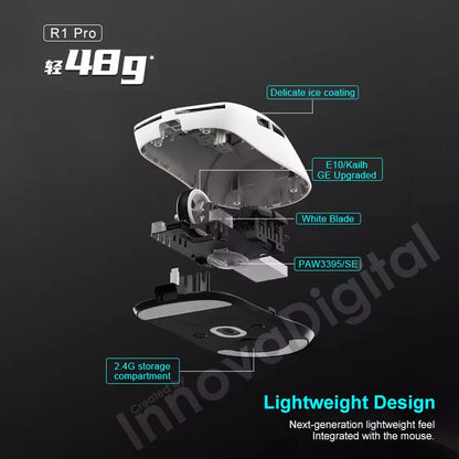 Mouse gaming wireless ATK VXE Dragonfly R1 Pro MAX PAW3395 R1 SE Plus personalizzato per eSport FPS, ricaricabile e leggero