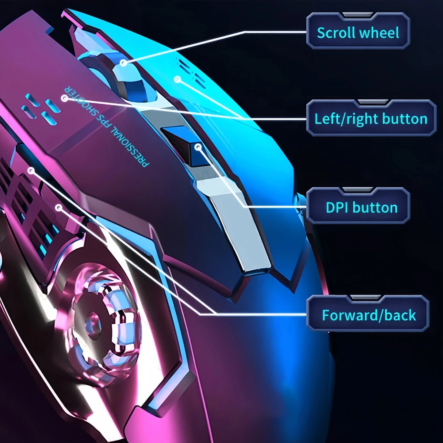 Wiederaufladbare kabellose Gaming-Maus – leise Bluetooth/USB-Verbindung, RGB-Hintergrundbeleuchtung, E-Sports für PC