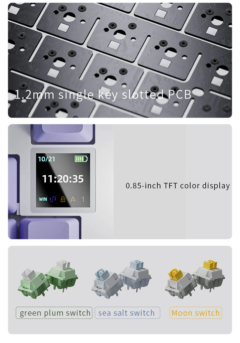 AJAZZ AK820 Pro kabelgebundene & kabellose mechanische Gaming-Tastatur, Tri-Mode, RGB-Hintergrundbeleuchtung, Hot-Swappable-Switches, kompaktes 70%-Layout, PC/Mac