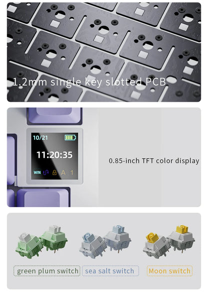 AJAZZ AK820 Pro kabelgebundene & kabellose mechanische Gaming-Tastatur, Tri-Mode, RGB-Hintergrundbeleuchtung, Hot-Swappable-Switches, kompaktes 70%-Layout, PC/Mac