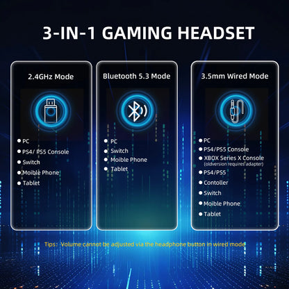 Cuffie da gaming ATTACK SHARK L80PRO 3-in-1 – Cuffie Bluetooth wireless a bassa latenza con doppio microfono, audio Hi-Fi da 40mm e connessione stabile