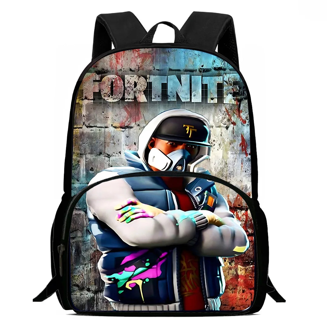 Børnerygsæk med populært spildesign, madtaske og penalhus, skoletaske med stor kapacitet til drenge og piger, perfekt gave F-FortniteS