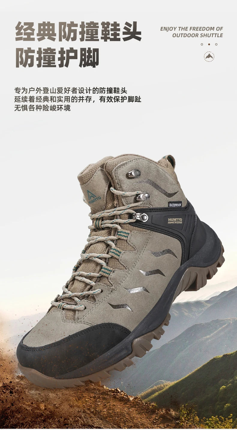 Zapatos de senderismo HUMTTO, botas de caza impermeables para hombre, botas tácticas de combate para desierto hasta el tobillo, botas de trekking para hombre y mujer, zapatillas cálidas de cuero