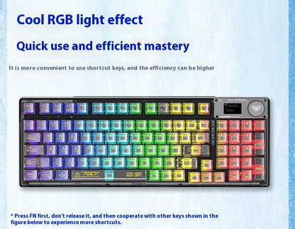 AULA F98PRO Wireless Mechanical Keyboard Transparent Keycaps RGB Backlit Custom 2.4G Hot Swappable Gaming Keyboard With Screen