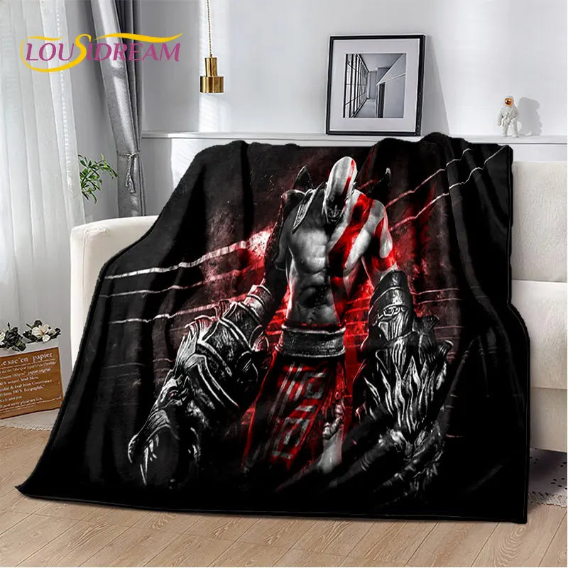 God of War Game Gamers Kratos Soft Plush Blanket,Flannel Blanket Throw Blanket for Living Room Bedroom Bed Sofa Picnic Cover Kid