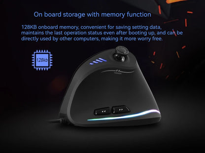 Mouse verticale ZELOTES C-18, mouse ottico RGB a 11 tasti con joystick, mouse gaming laser programmabile per PC e gamer