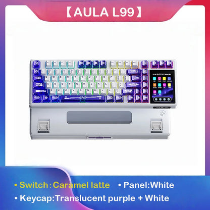 AULA L99 intelligente mechanische Tastatur mit Display, Bluetooth, kabellos, Tri-Mode, Nacht-Gaming-Laptop-Tastatur, 8000mAh, Raindrop Switch