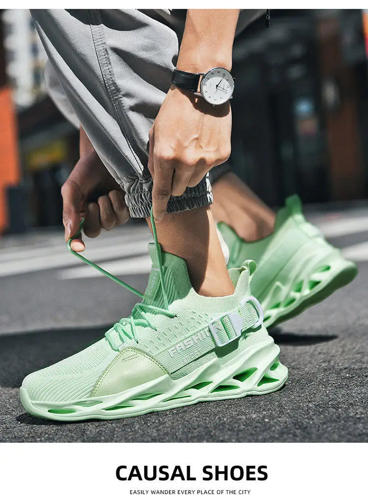 Zapatillas deportivas casual moradas de moda en oferta para mujer y hombre, calzado running con suela tipo blade, talla grande 48, ligeras y transpirables, zapatillas deportivas de malla para hombre