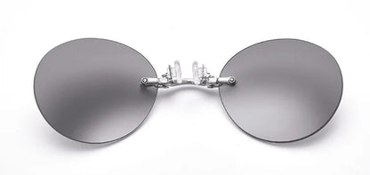 New Round Rimless Sunglasses Men Matrix Morpheus Men's Classic Clamp Nose Glasses  Mini Frameless Brand Design Glasses UV400