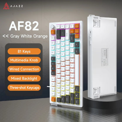 Tastiera AJAZZ AF82 Office a basso profilo RGB cablata/wireless gaming, layout 75% 82 tasti, batteria 4000mAh per Win/Mac