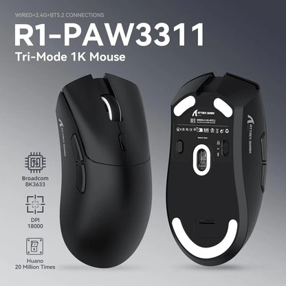ATTACK SHARK R1 59g SUPERLIGHT Mouse, PixArt PAW3311 Gaming Sensor, 6 Adjustable DPI up to 18000, 65 Hrs Battery, G502