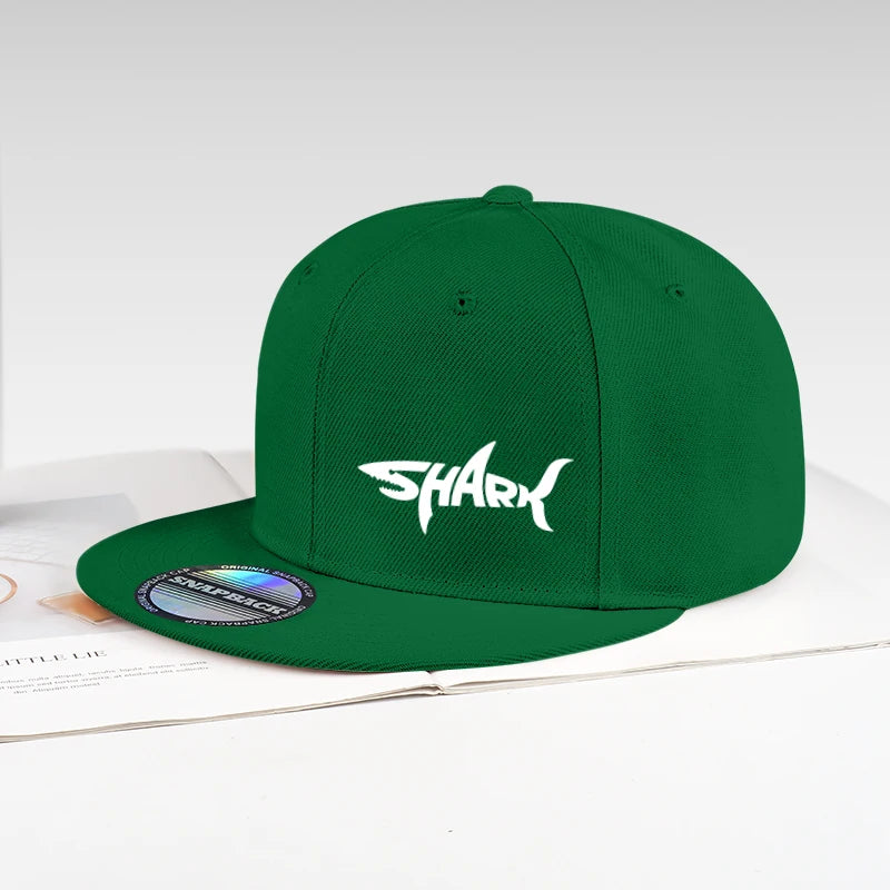 Shark Letter Print Flat-Brim Cap | Hip-Hop Street Style | Adjustable Size | Everyday Sports & Casual Flat-Brim Baseball Cap