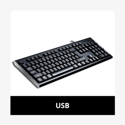 Q9 Einzeltastatur USB, quadratischer Anschluss, für Business, Büro und Zuhause, PS2-Rundanschluss, kabelgebunden, für Desktop-Computer