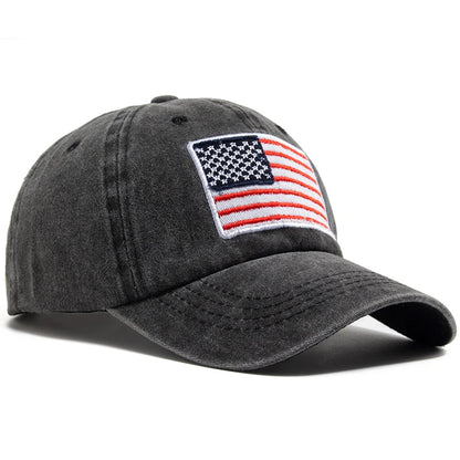 USA Flag Men's Baseball Cap Retro Embroidery Washed Cotton Dad Hats Fashion Women Hip Hop Caps Summer Outdoor Sun Visor Hat