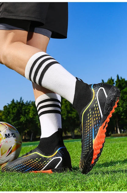 Chaussures de football FG/TF pour homme, bottes de football d'entraînement en plein air, baskets pour femme, chaussures de sport ultralégères antidérapantes, crampons de football pour terrain synthétique, grande taille