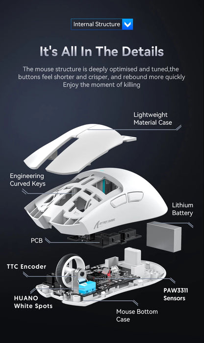 Attack Shark X11&R1 Tri-Mode-Bluetooth-Wireless-Maus mit Ladestation, RGB, ergonomische leichte Maus, PC-Gaming-Zubehör