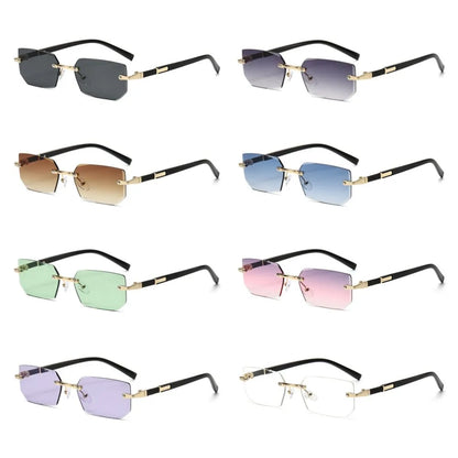 Trendy Rimless Sunglasses for Men Women Fashion Frameless Rectangle Sun Glasses Retro UV400 Shades Summer Goggles Eyewear