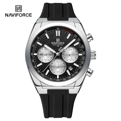 NAVIFORCE férfi karóra – Luxus és sportos stílus, kvarcmozgás, 24 órás kijelzés, dátumablak, kronográf, vízálló – Ajándékötlet férfiaknak