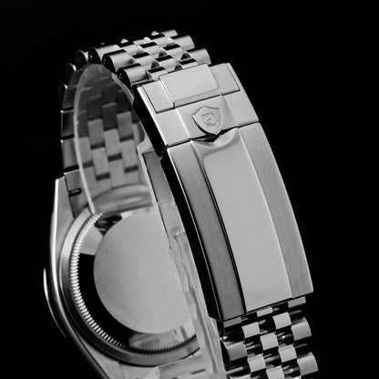 Eniton 36mm Men's Mechanical Watch Stainless Steel Peacock Stone Tiger Eye Dial NH35 Movement