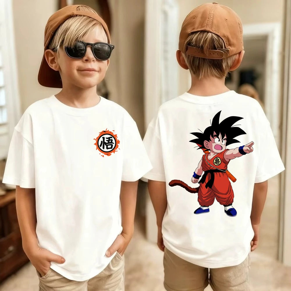 Anime Dragon Ball Cosplay T-Shirt Cotton Short Sleeve Tops Casual Loose Retro T-Shirt Men Women Family Matching Summer Outfits