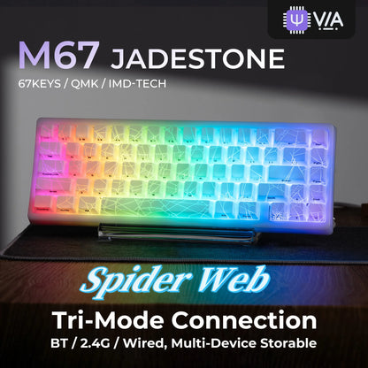 Tastiera XVX Spider Web M67 JadeStone con keycap IMD-Tech, connessione tri-mode, retroilluminazione RGB personalizzata, formato 60%
