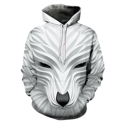 Neuer modischer Hoodie mit 3D-Tierprint für Herren und Damen, personalisiertes Design, Sweatshirt mit Schnee- und Doppelwolf-Motiv, Harajuku Oversized Hoodie