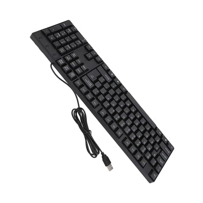 104-Tasten-USB-Tastatur mit Kabel, Englisch/Russisch/Spanisch/Französisch, ergonomisches Design, Gaming-Tastatur für Büro, Laptops und Desktops