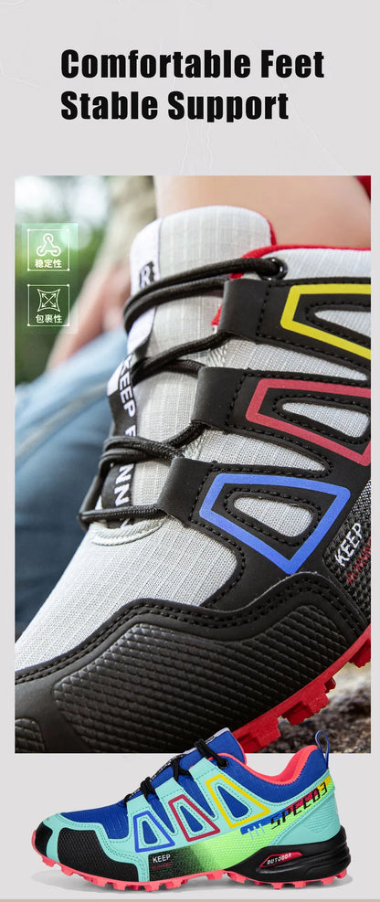 Unisex Outdoor Hiking Shoes Lace-Up Non-Slip Lightweight Men Tactical Training Sports Shoes Women Lockless Casual Cycling Shoes