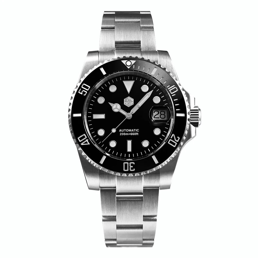 San Martin Watch New Upgraded Sub Men's PT5000 ST2130 Automatic Diving Watches with Ceramic Bezel 200m Waterproof Sapphire SN0017G