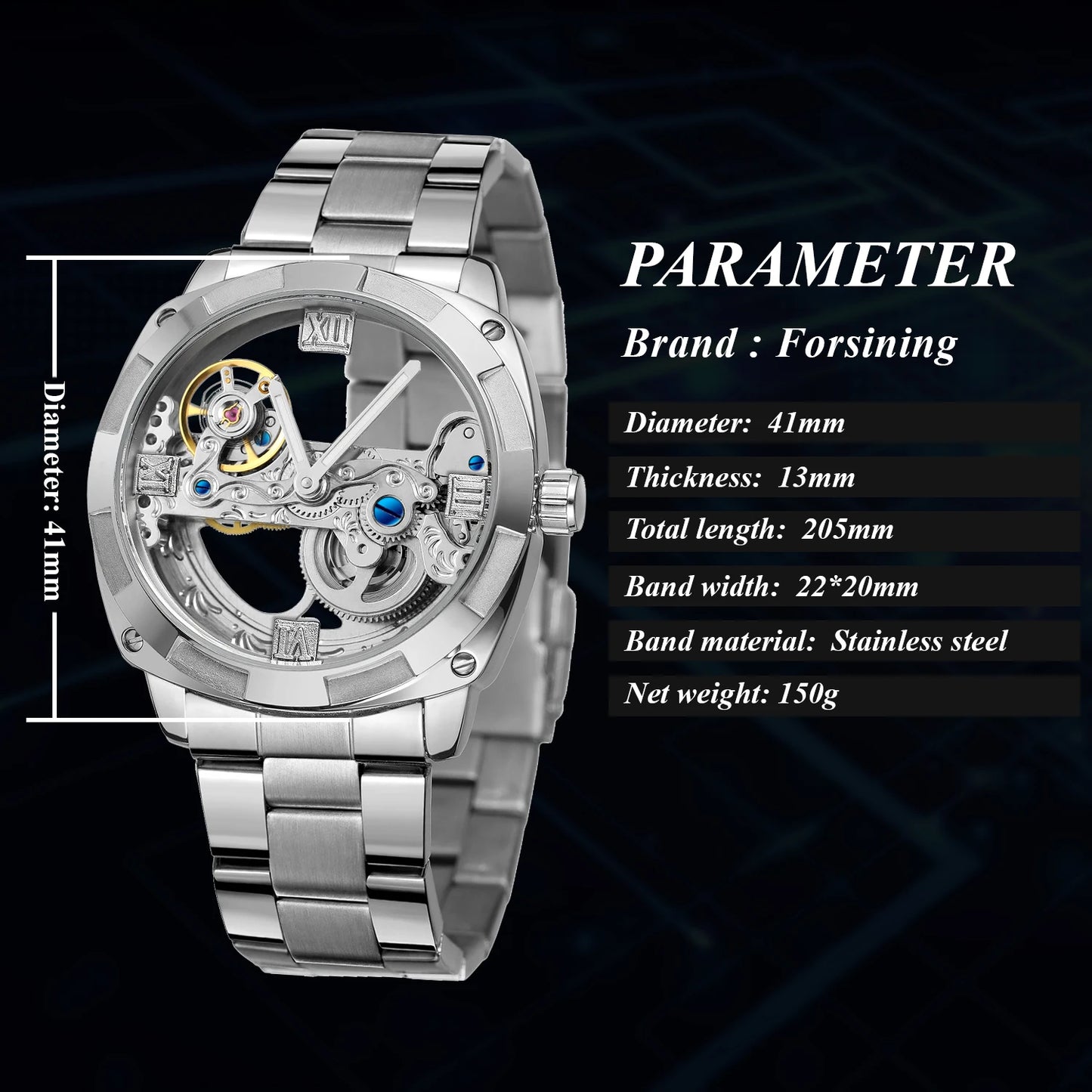 2024Top Brand Luxury Stainless Steel Skeleton Tourbillon Automatic Movement Men Watch Mechanical Waterproof Luminous Wrist Clock