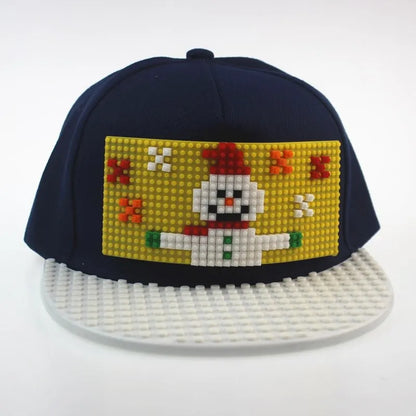 Cartoon Patchwork Baseball Caps DIY Blocks Snapback Hats Hip Hop Hat for Men Women Detachable Pixels Dad Hats Cap Kids Adults