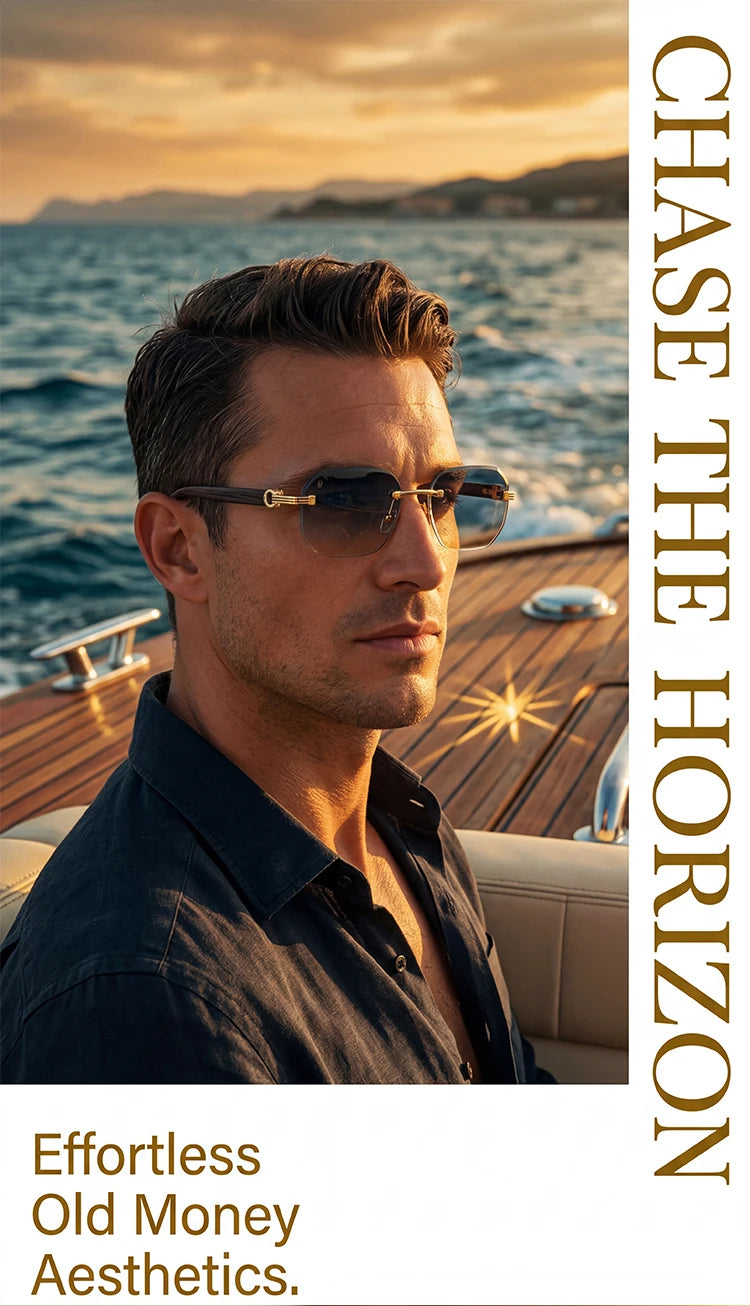 Vintage Square Rimless Sunglasses Men 2026 Luxury Brand Trendy Frameless Punk UV400 Eyewear Anti Blue Light Prescription Glasses