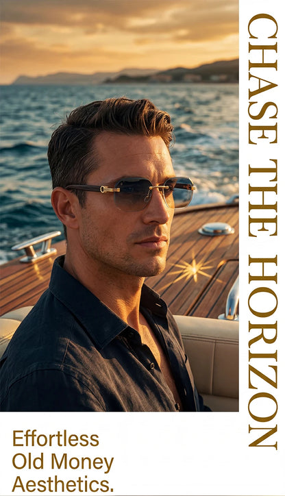 Vintage Square Rimless Sunglasses Men 2026 Luxury Brand Trendy Frameless Punk UV400 Eyewear Anti Blue Light Prescription Glasses