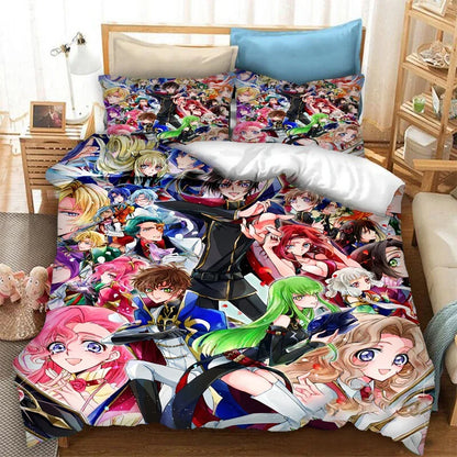 Funda nórdica de anime Code Geass con estampado 3D de moda, juego de cama de 2/3 piezas, doble, individual, full, queen y king, ropa de cama para adultos y niños, funda de edredón