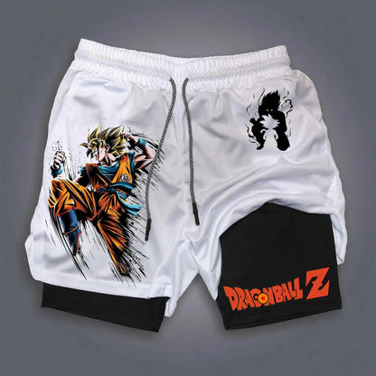 Dragon Ball Peripheral Printing Double-layer Shorts GOKU American Sports Comfortable Fashion Summer Men's Loose Breathable Pants