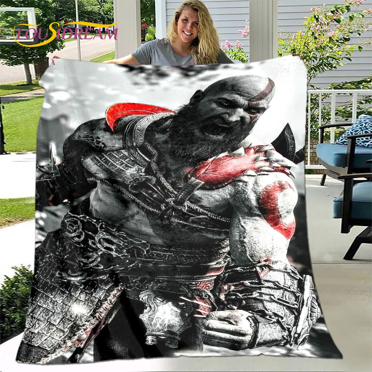 Game God of War Gamers Soft Plush Blanket,Flannel Blanket Throw Blanket for Living Room Bedroom Bed Sofa Picnic Cover Bettdecke