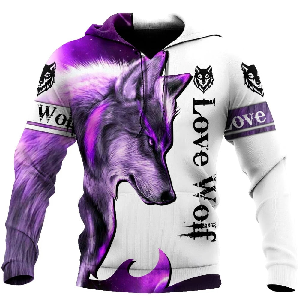 Neuer Wolf-Tattoo-Vegvisir Schwarz-Weiß 3D-Allover-Print Herren-Hoodie & Sweatshirt Unisex Casual Herbst-Trainingsanzug
