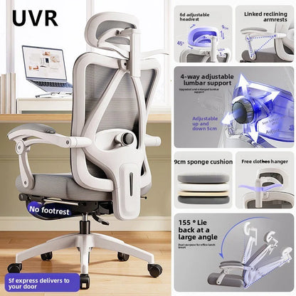 UVR Living Room Office Chair Household Ergonomic Design Armrest Backrest Stool Lift Adjustable Boss Chair Game Athletics Chair