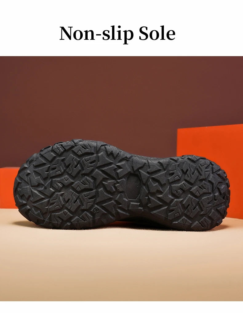 Rotary Buckle Men's Trekking Sneakers Outdoor Platform Hiking Shoes Men Sports Shoes Comfortable Non-slip Climbing Walking Shoes