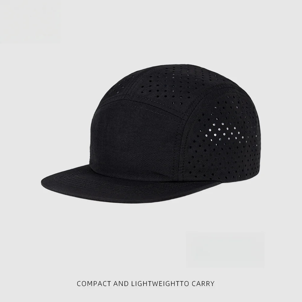 Quick-Dry 5 Panel Running Cap Laser Cut Perforated Breathable Sport Hat Ultra-Lightweight Soft Top Baseball Cap for Men Women
