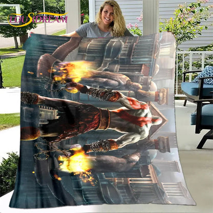 God of War Game Gamers Soft Plush Blanket,Flannel Blanket Throw Blanket for Living Room Bedroom Bed Sofa Picnic Cover Bettdecke