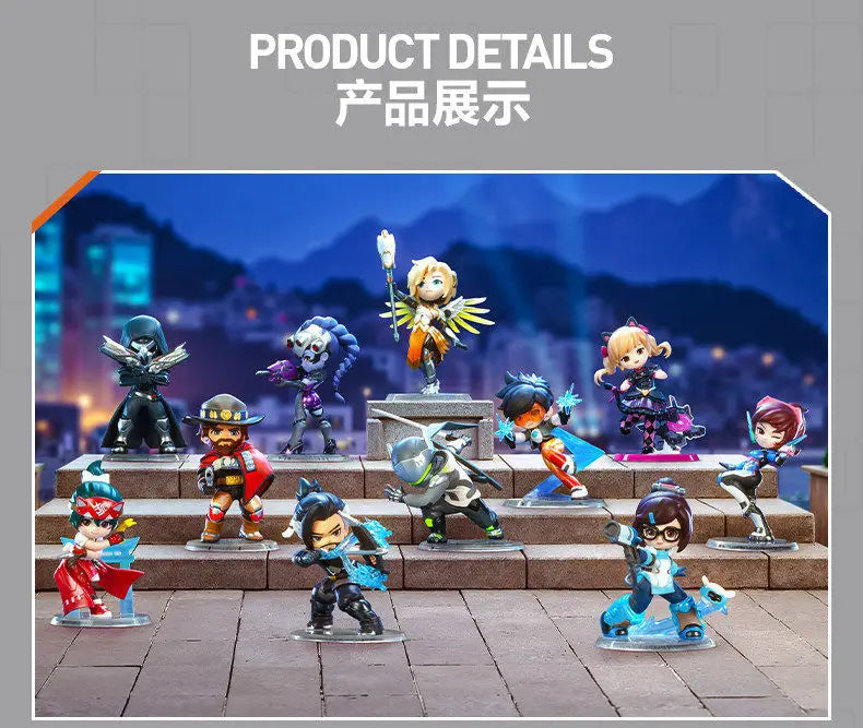 POP MART Original Overwatch Play Of The Game Series Blind Box PVC-Sammelfiguren, Schreibtischdekoration, Mädchen-Spielzeugmodell für Fans