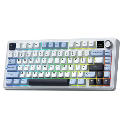 AULA F75 MAX mechanische Gaming-Tastatur 2.4G kabellos/BT/kabelgebundene Tastatur, Hot-Swap, RGB, 75%, 81 Tasten, Büro-Tastatur mit TFT-Bildschirm