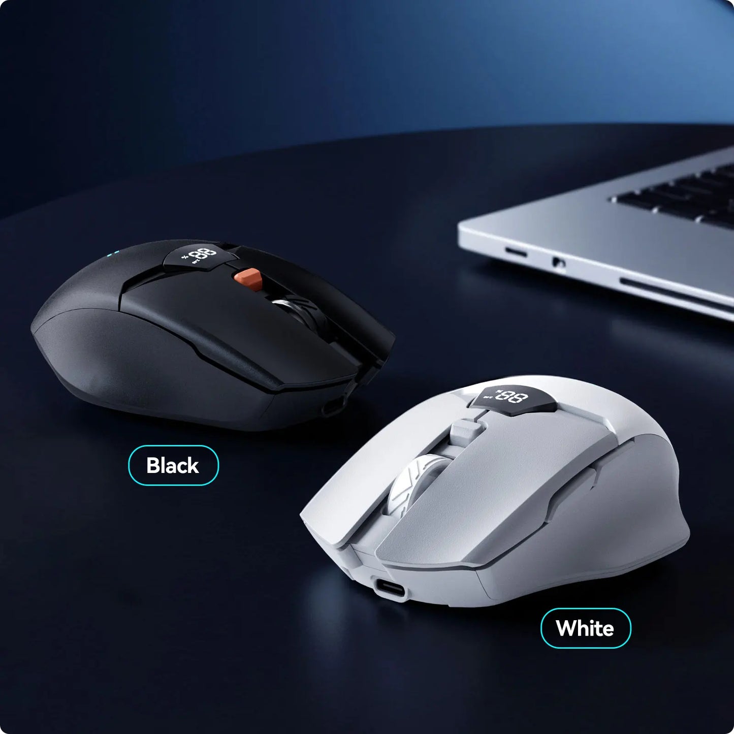 Mouse Bluetooth wireless con display digitale della batteria, mouse ergonomico silenzioso per PC, laptop e gaming, 2.4G/Bluetooth 5.0