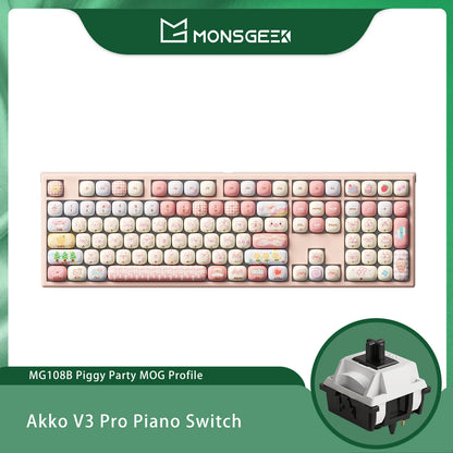 Akko MonsGeek MG108B Bun Wonderland kabellose mechanische Tastatur MOG-Profil RGB 108 Tasten Full Size Hot Swap USB / 2.4G / BT 5.0