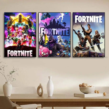 Posters Game-F-F-Fortnites autocolantes e impermeáveis, ideais para decoração de sala de estar, quarto ou bar